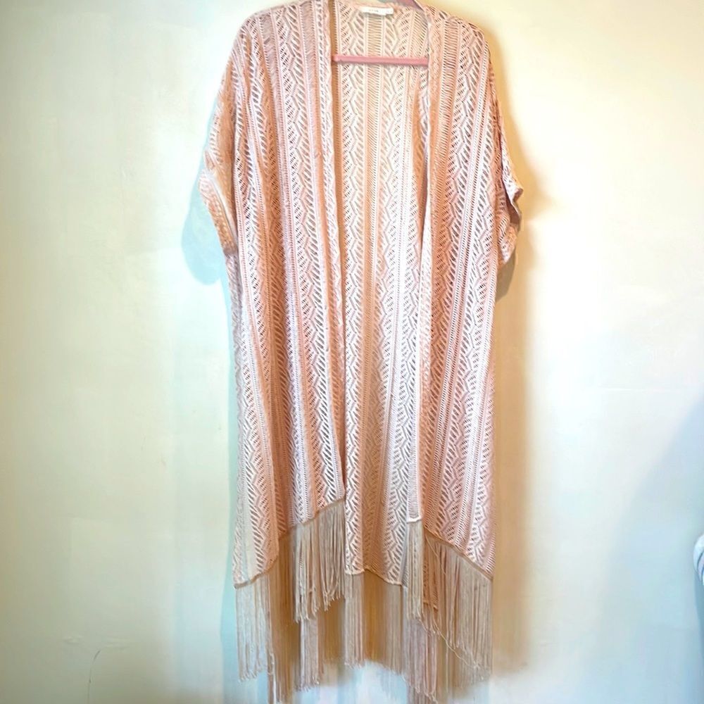 Lush Cream Lace Bohemian Kimono Cardigan Size M/L
